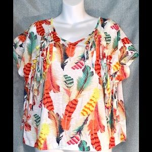 Red Camel Western Top feathers w/ fringe Medium